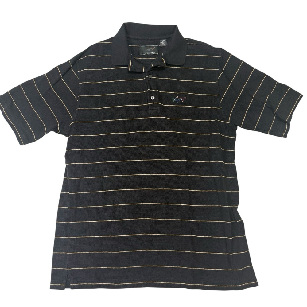 Greg Norman Striped Golf Polo Size Small Black